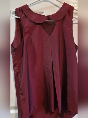 4/$67 Deal! Beautiful Sleeveless Peter Pan Collar Blouse in Burgundy